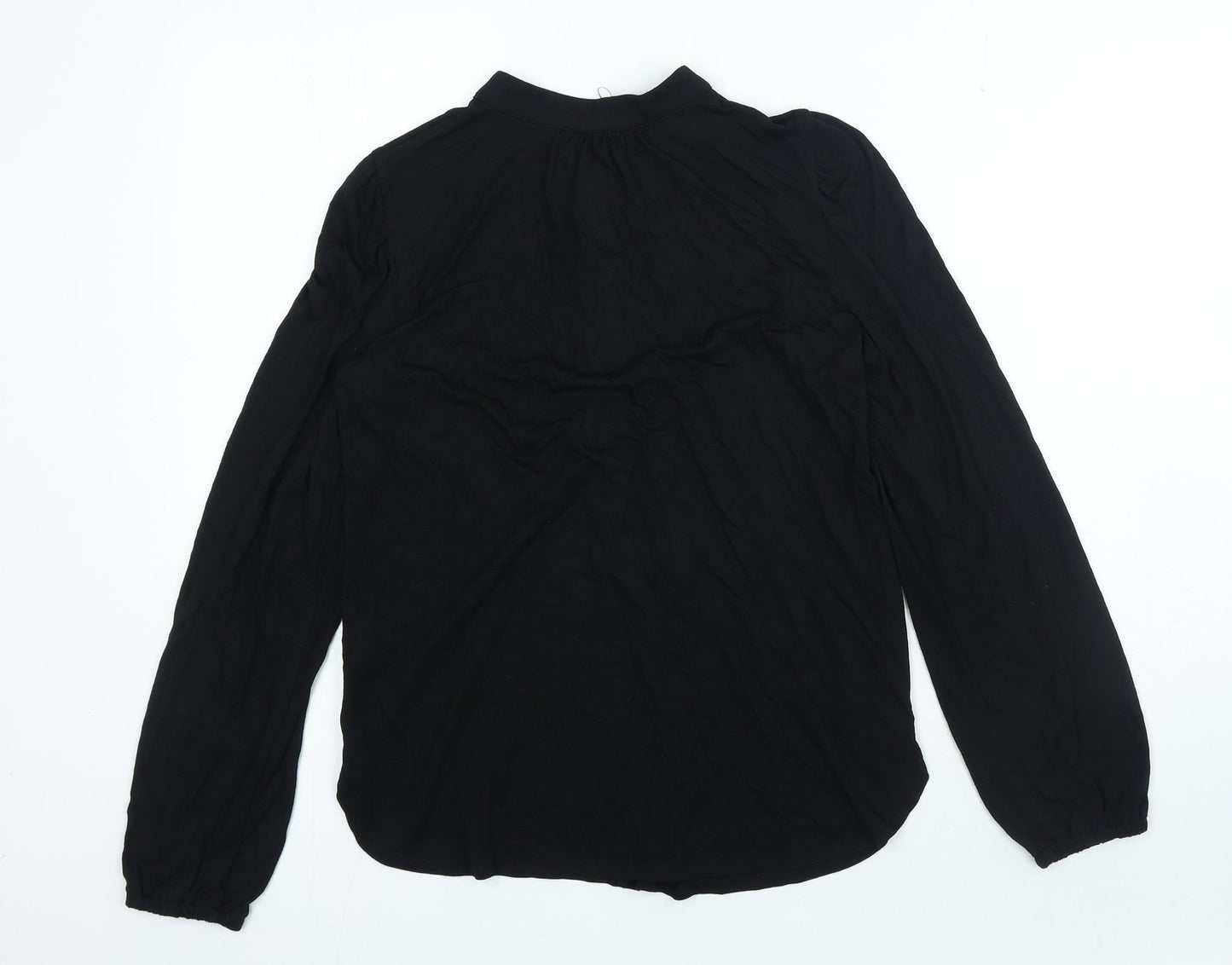 Marks and Spencer Womens Black Polyester Basic Blouse Size 6 Crew Neck