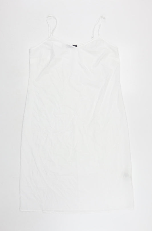 Marks and Spencer Womens White Polyester Slip Dress Size 12 V-Neck Pullover