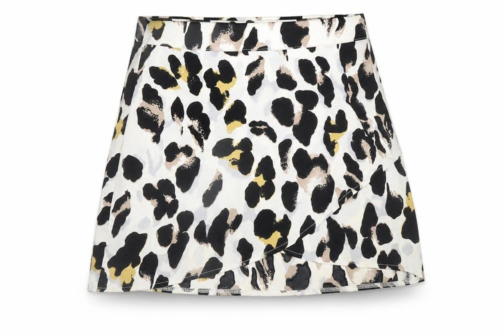 In the Style Womens Ivory Animal Print Polyester Wrap Skirt Size 8 Zip