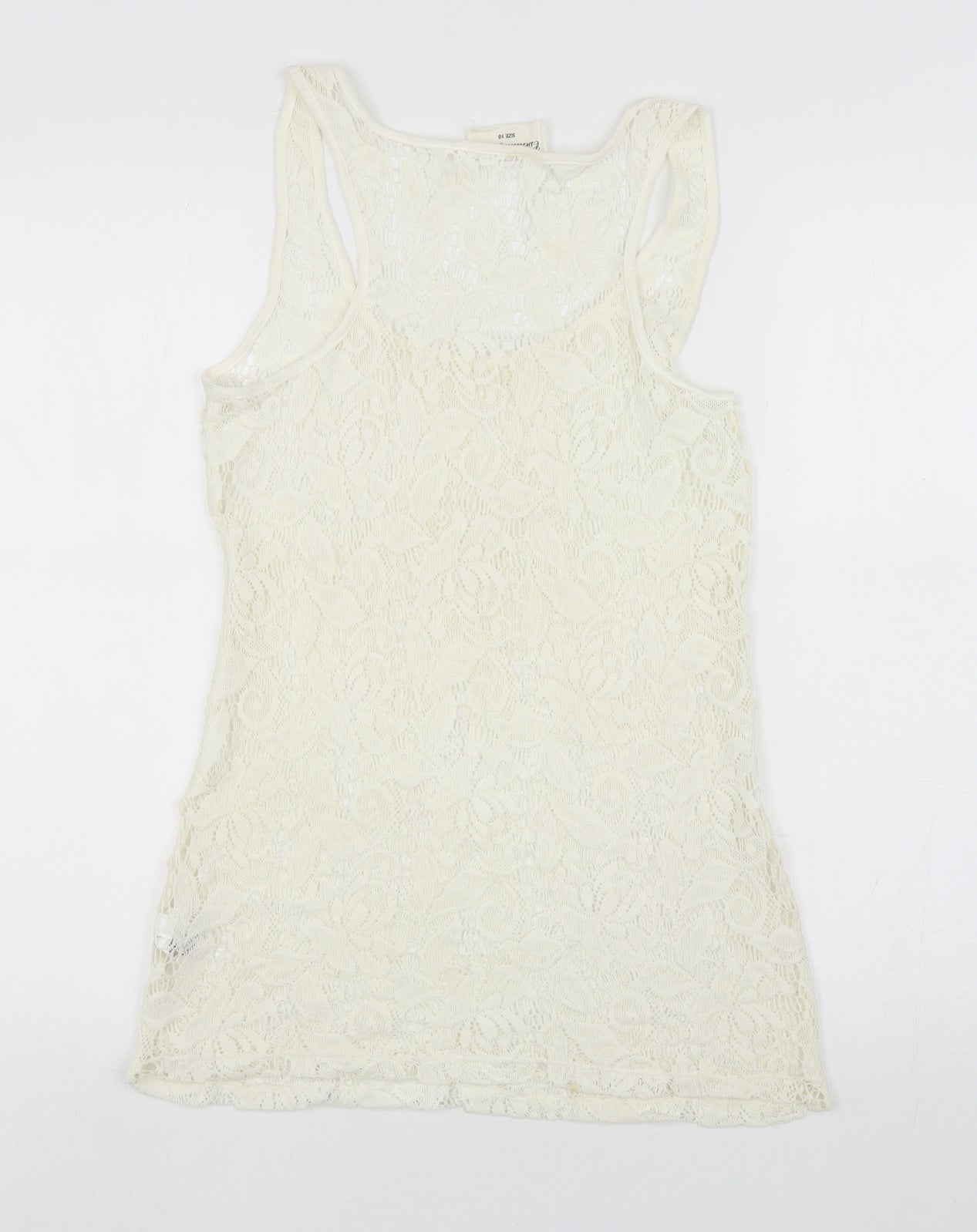 NEXT Womens Ivory Polyamide Basic Tank Size 10 Scoop Neck