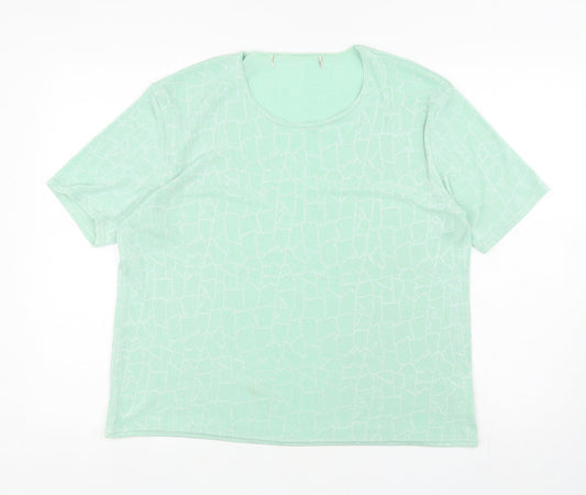 Preworn Womens Green Polyester Basic T-Shirt Size L Round Neck