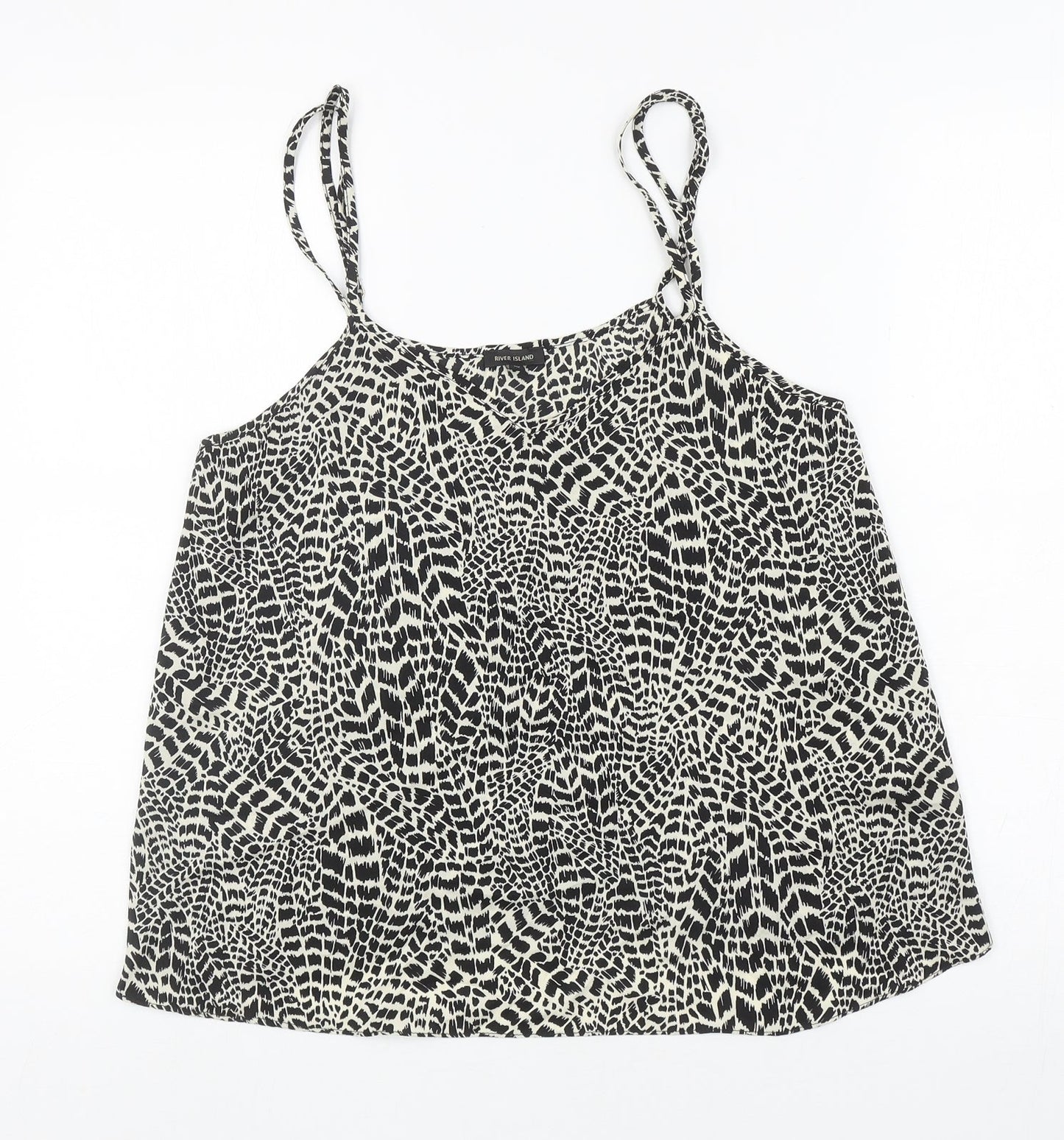 River Island Womens Ivory Geometric Polyester Camisole T-Shirt Size 10 V-Neck