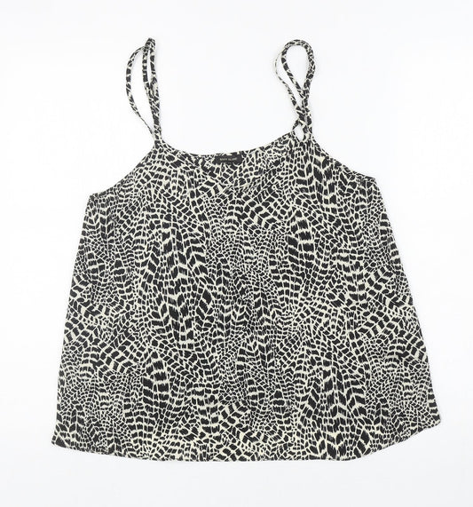 River Island Womens Ivory Geometric Polyester Camisole T-Shirt Size 10 V-Neck