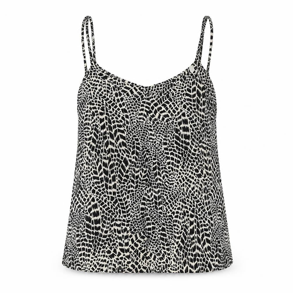 River Island Womens Ivory Geometric Polyester Camisole T-Shirt Size 10 V-Neck