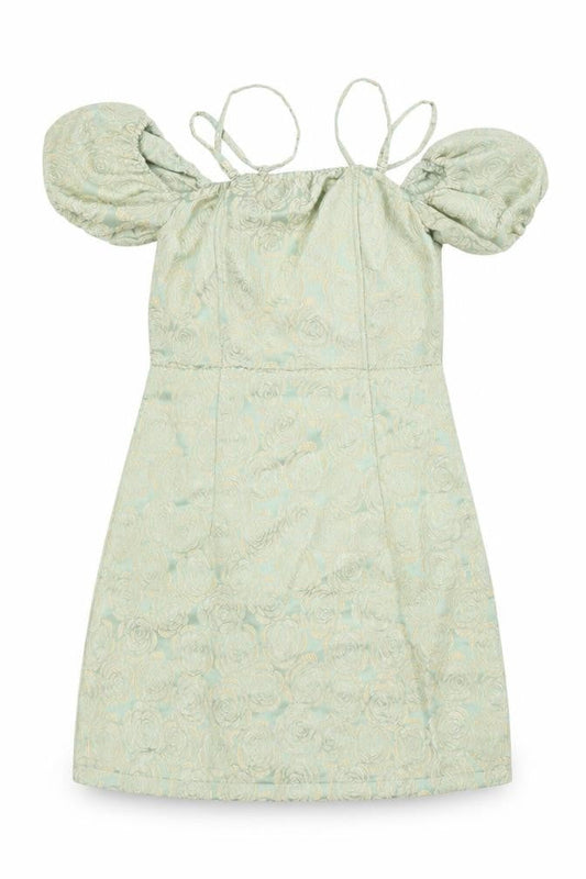 Naanaa Womens Green Floral Polyester Mini Size 10 Off the Shoulder Zip - Adjustable straps