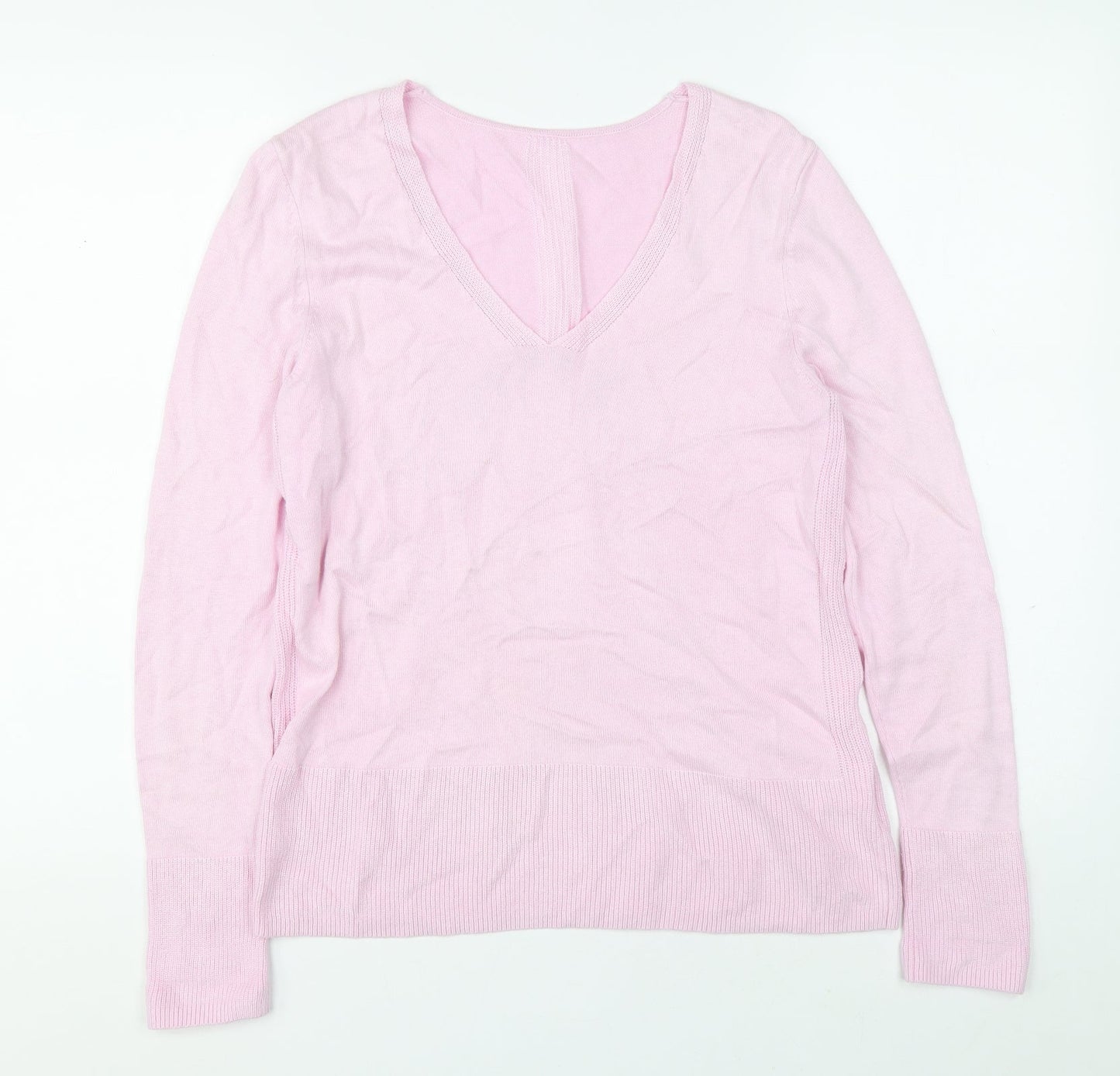 Preworn Womens Pink V-Neck Viscose Pullover Jumper Size 36