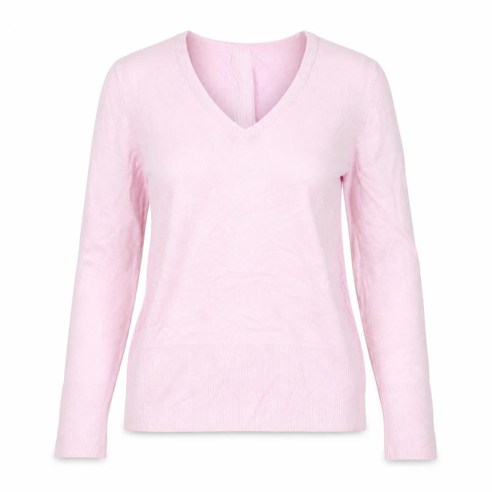 Preworn Womens Pink V-Neck Viscose Pullover Jumper Size 36