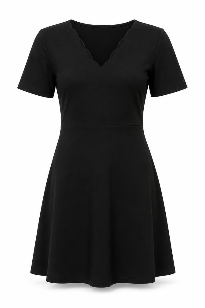 VILA Womens Beige Polyester Skater Dress Size S V-Neck Pullover