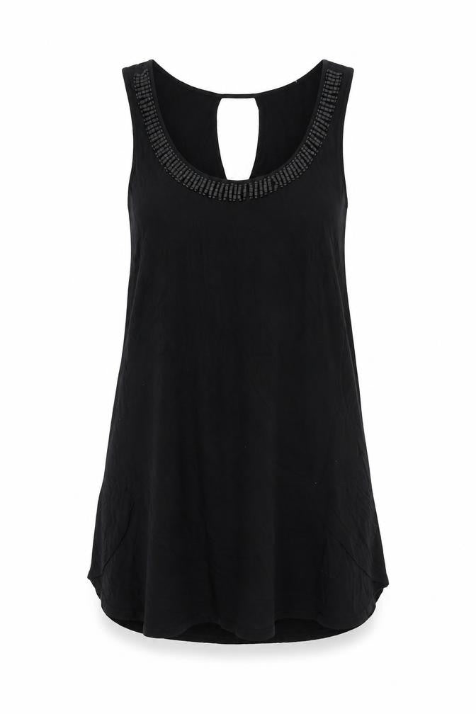 Cable & Gauge Womens Black Viscose Tunic Tank Size S Halter