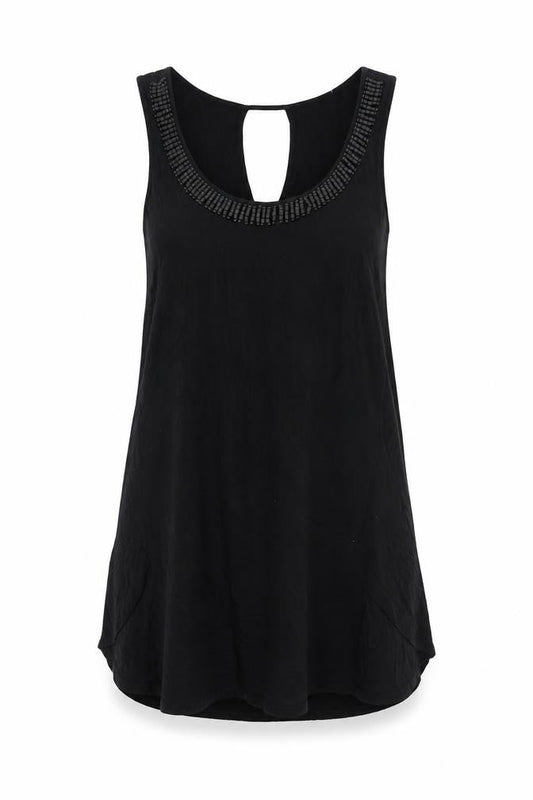 Cable & Gauge Womens Black Viscose Tunic Tank Size S Halter