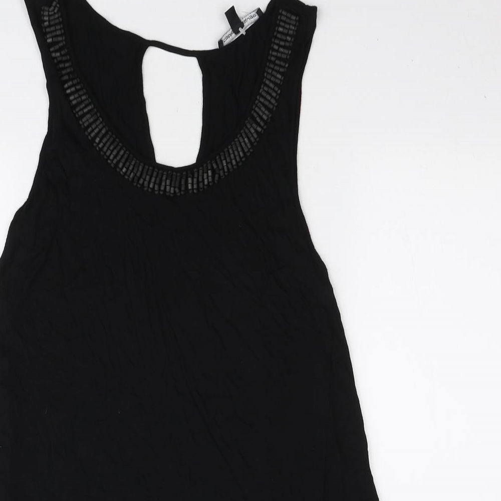 Cable & Gauge Womens Black Viscose Tunic Tank Size S Halter