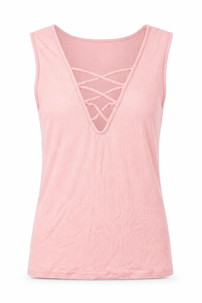 Miss Selfridge Womens Pink Viscose Basic Tank Size 8 V-Neck
