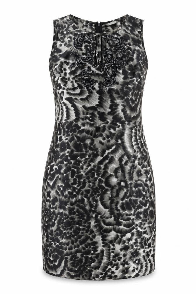 Wallis Womens Multicoloured Geometric Polyester Bodycon Size 12 Round Neck Zip