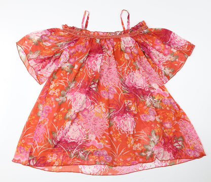 ASOS Womens Multicoloured Floral Polyester Basic Blouse Size 6 Off the Shoulder