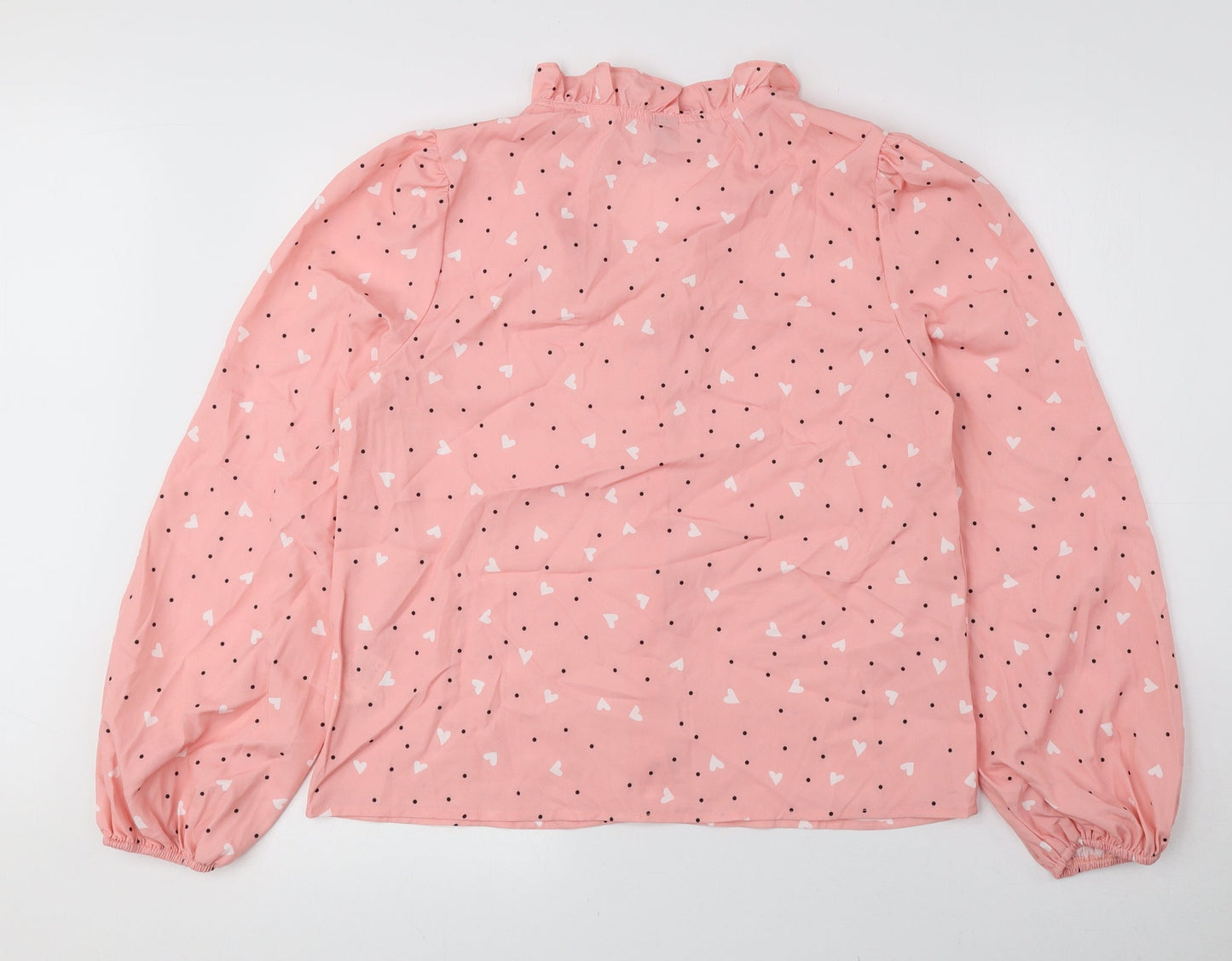 SheIn Womens Pink Geometric Polyester Basic Blouse Size M V-Neck