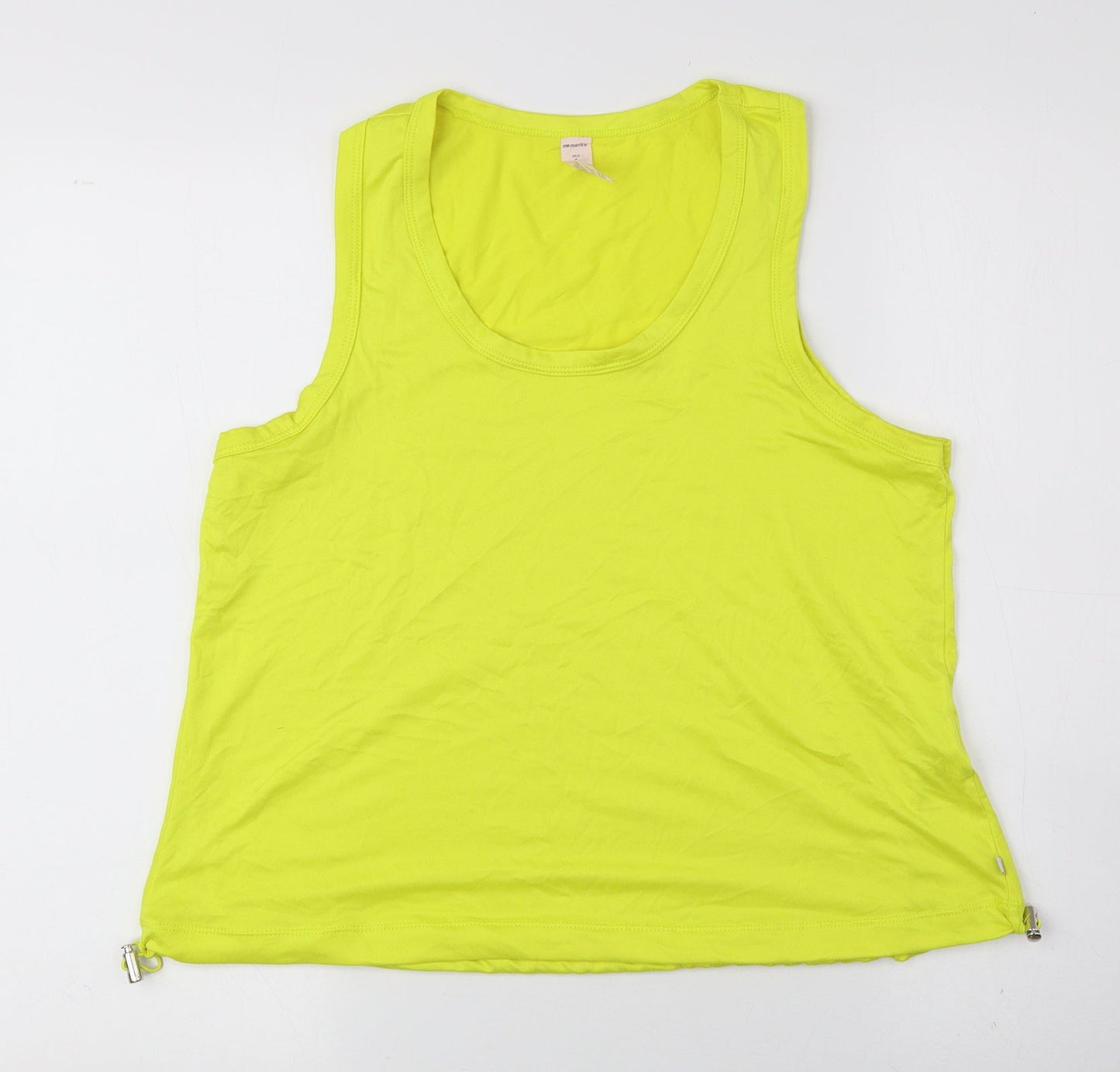 Marika Womens Yellow Polyester Cropped Tank Size 6 Scoop Neck Drawstring