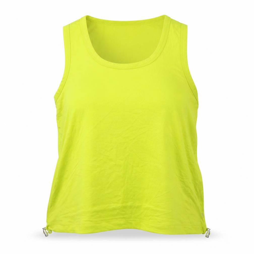 Marika Womens Yellow Polyester Cropped Tank Size 6 Scoop Neck Drawstring