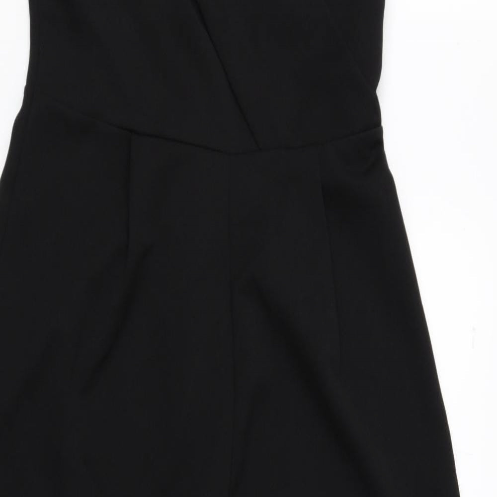 Preworn Womens Black Polyester Bodysuit One-Piece Size 8 L15 in Zip