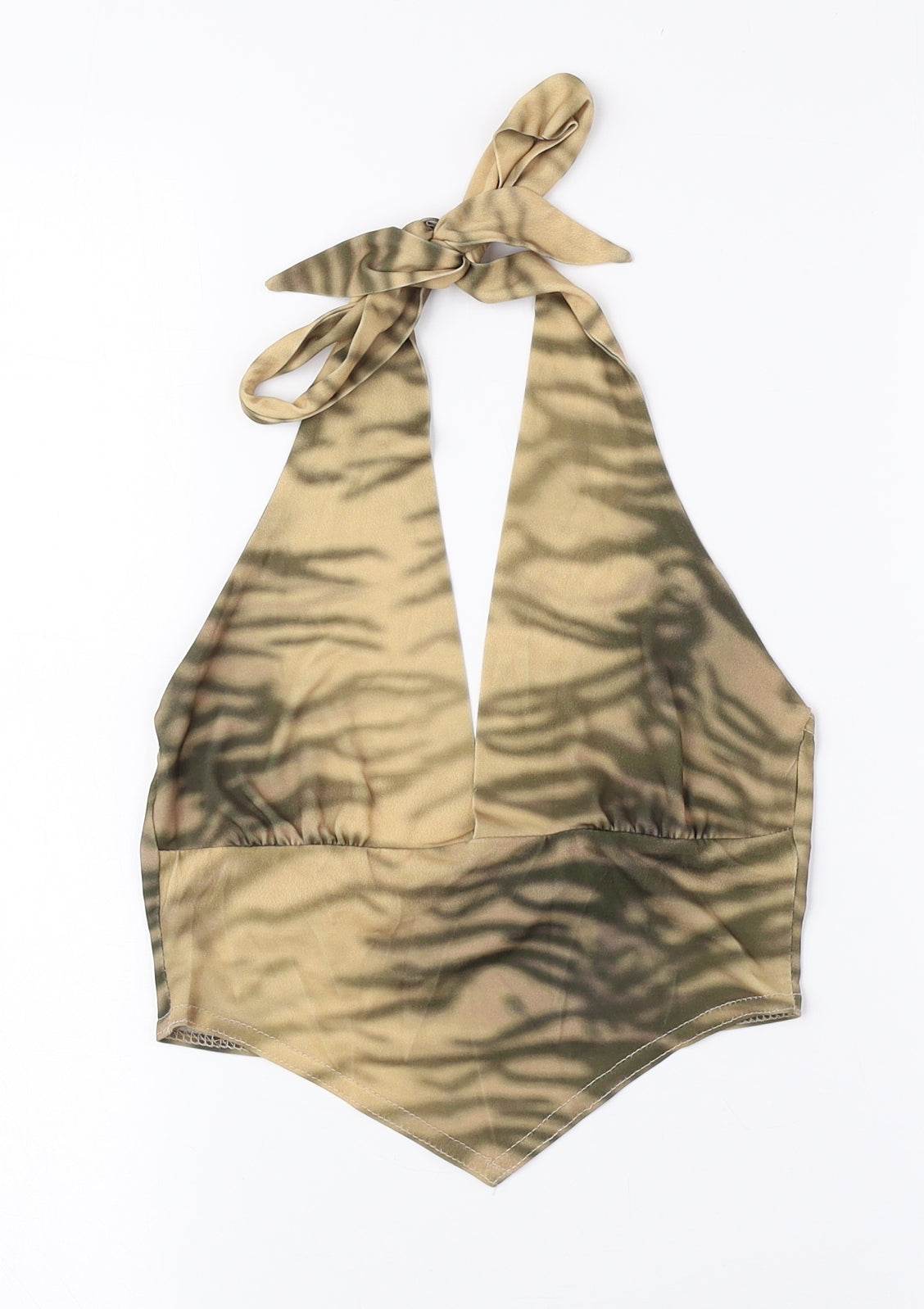 ASOS Womens Gold Animal Print Polyester Cropped Tank Size 6 Halter