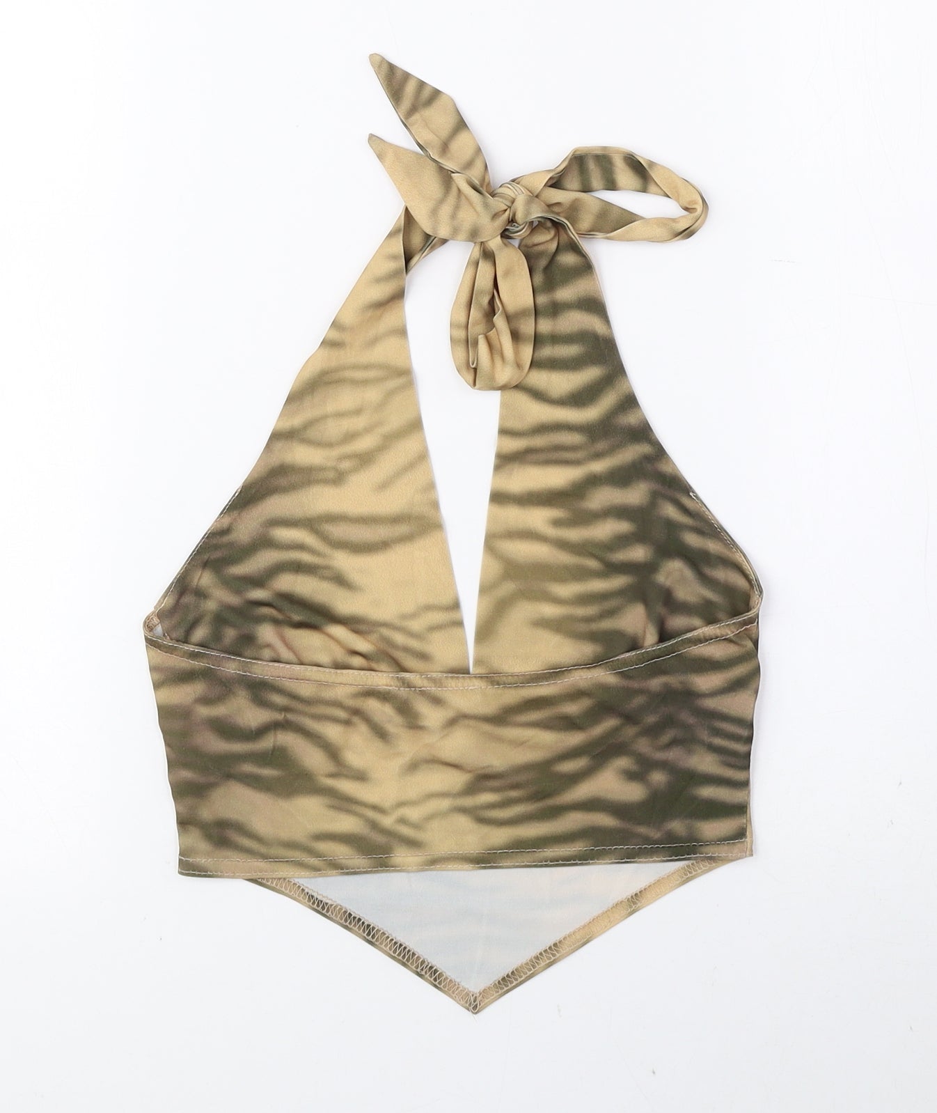 ASOS Womens Gold Animal Print Polyester Cropped Tank Size 6 Halter