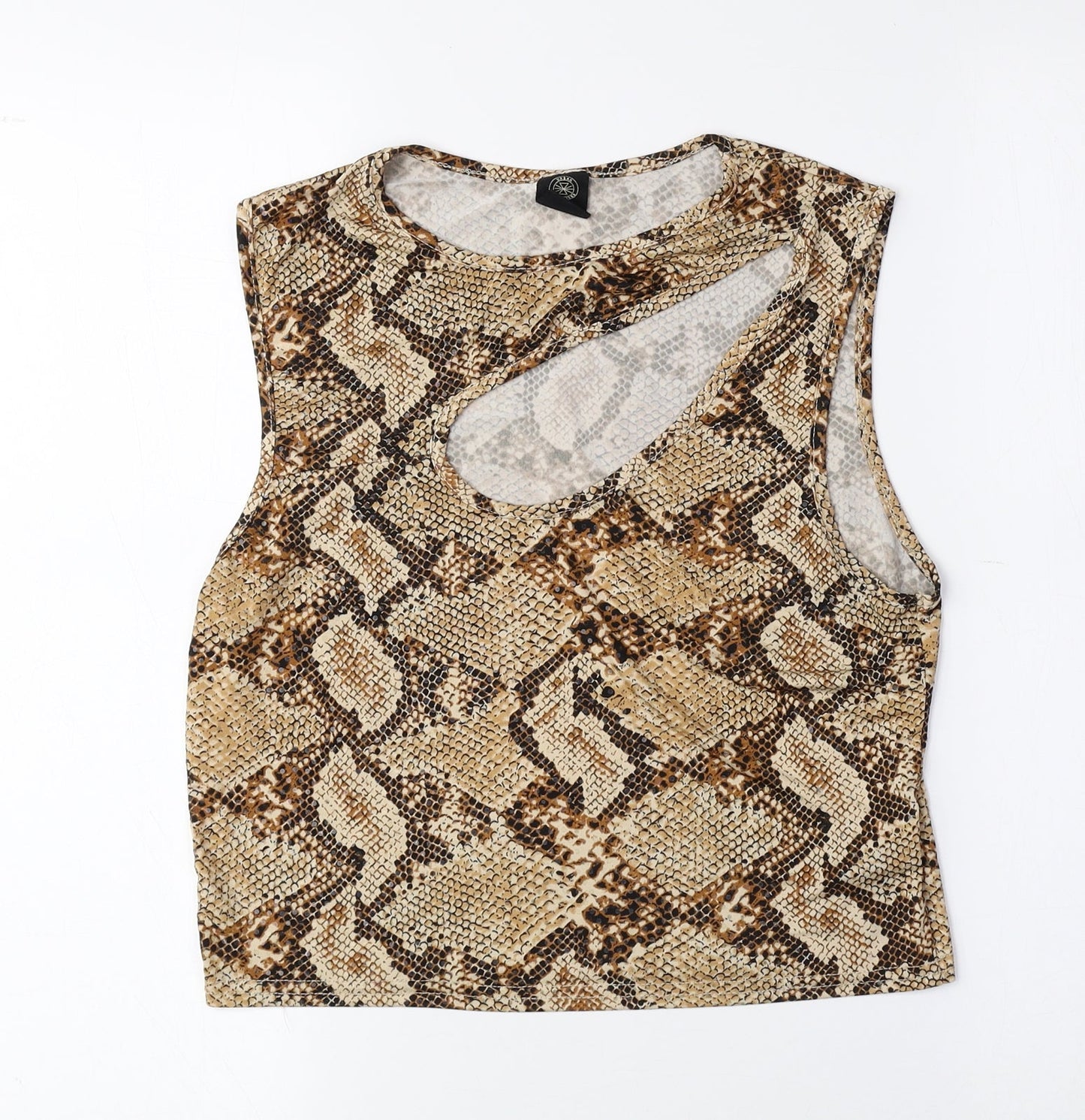 Urban Outfitters Womens Brown Animal Print Polyester Camisole T-Shirt Size L Round Neck - Snake Print