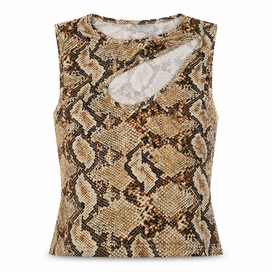 Urban Outfitters Womens Brown Animal Print Polyester Camisole T-Shirt Size L Round Neck - Snake Print