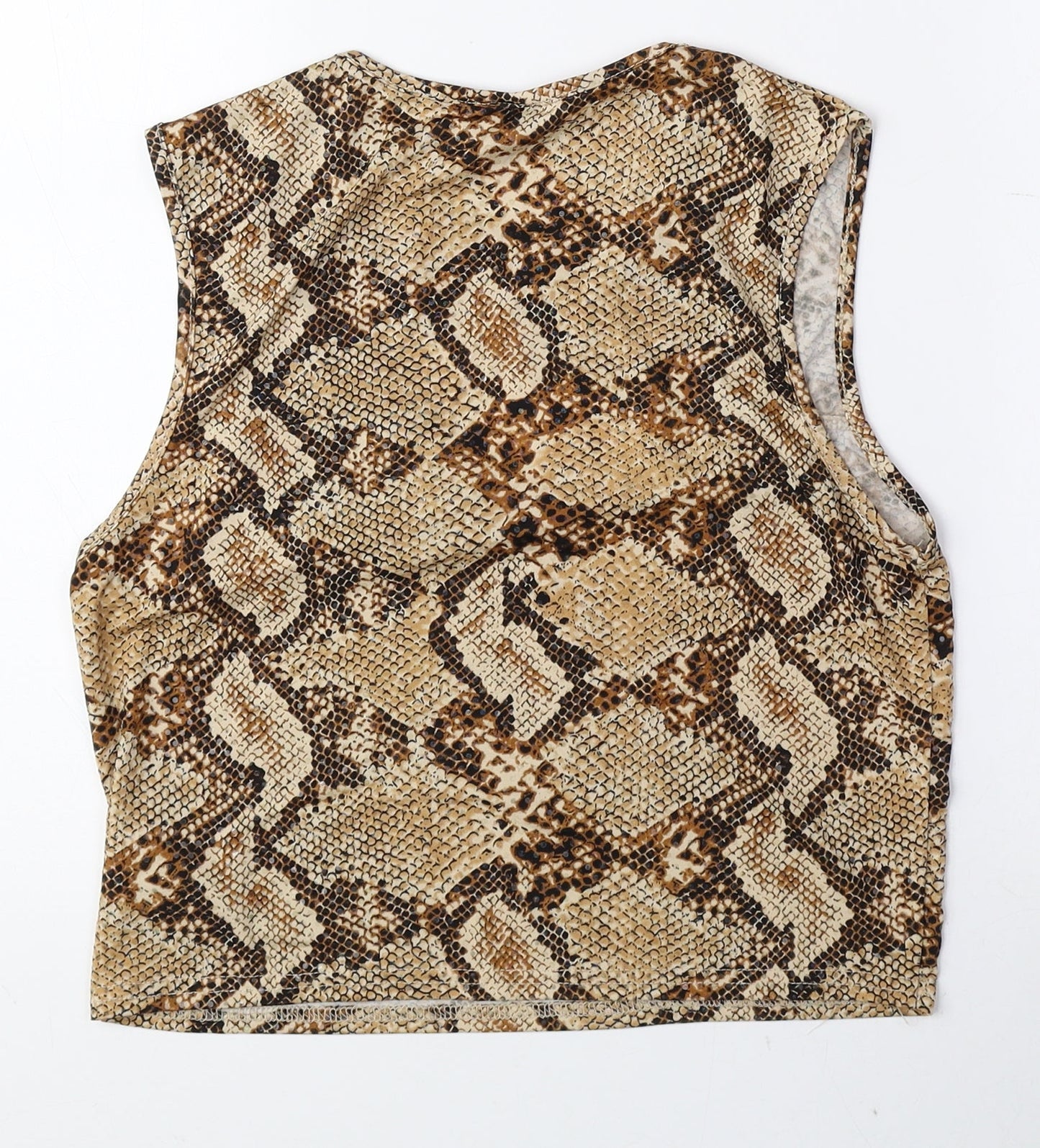 Urban Outfitters Womens Brown Animal Print Polyester Camisole T-Shirt Size L Round Neck - Snake Print
