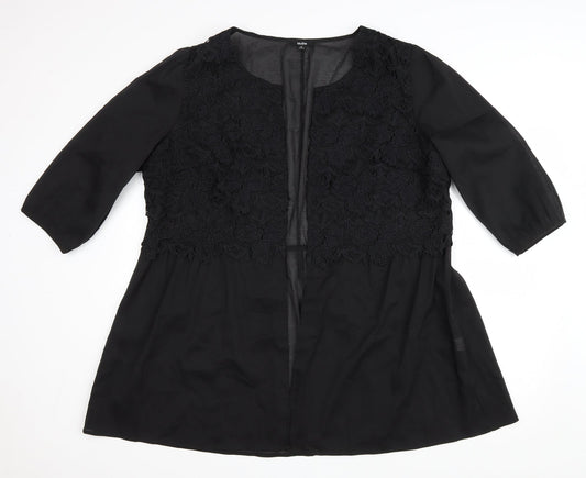 MsShe Womens Black Scoop Neck Polyester Cardigan Jumper Size 6 - Lace detail