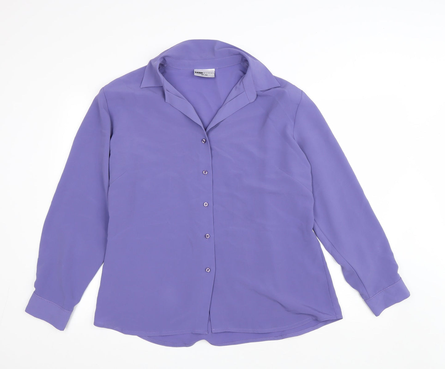 Sara Womens Purple Polyester Basic Button-Up Size 20 Collared