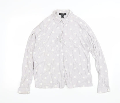 Preloved Atmosphere Womens Purple Polka Dot Viscose Basic Button-Up Size 10 Collared - Front