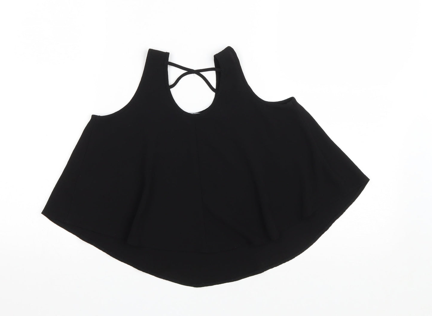 Primark Girls Black Polyester Basic Tank Size 9-10 Years Scoop Neck Pullover