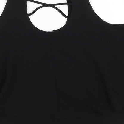 Primark Girls Black Polyester Basic Tank Size 9-10 Years Scoop Neck Pullover