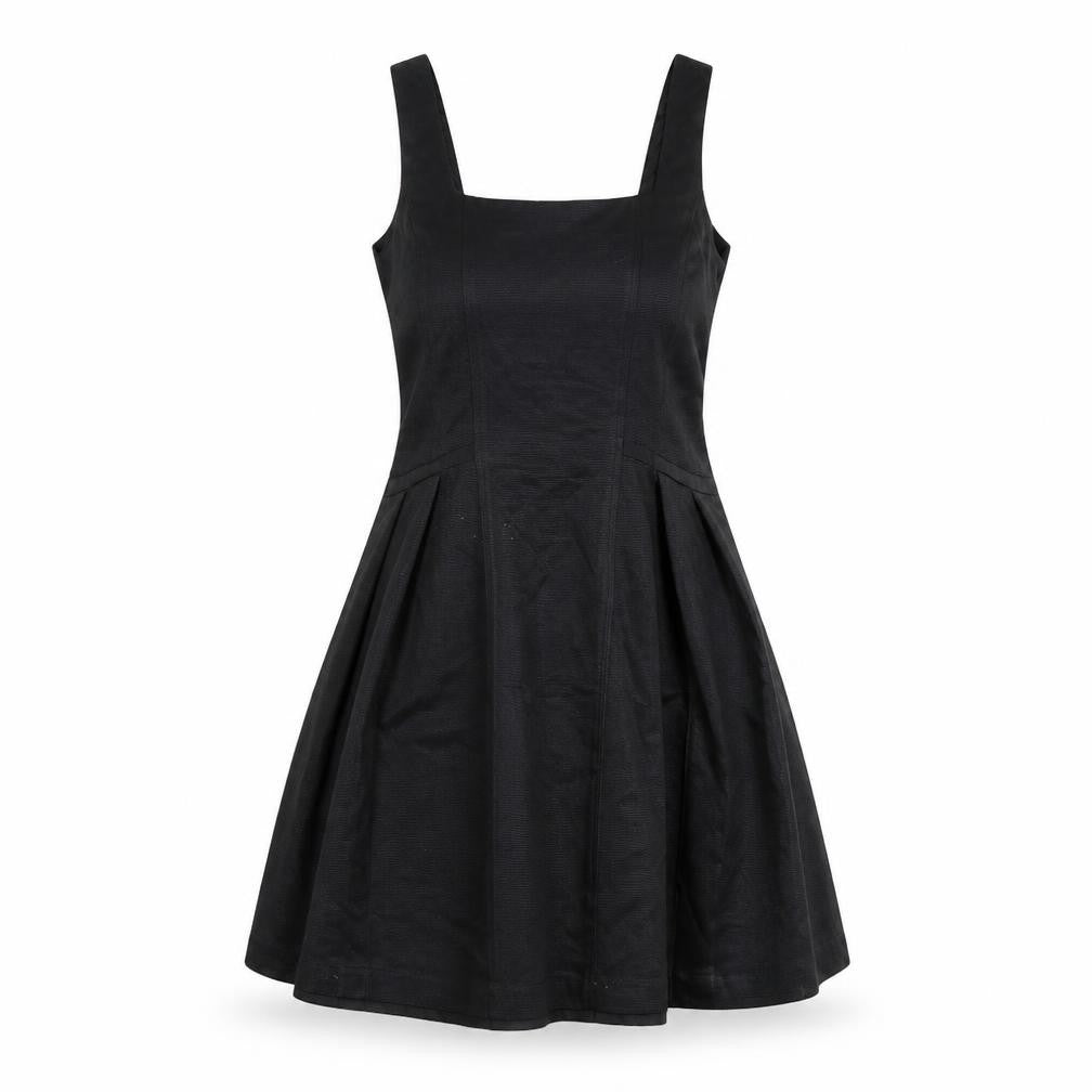 Oasis Womens Black Polyester Fit & Flare Size 10 Square Neck Zip