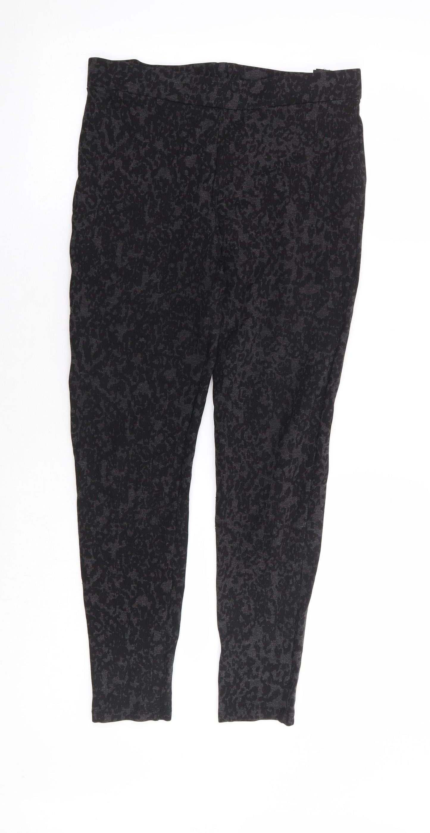 Marks and Spencer Womens Grey Animal Print Viscose Jogger Trousers Size 30 in L26 in Regular - Leopard Print Tregging