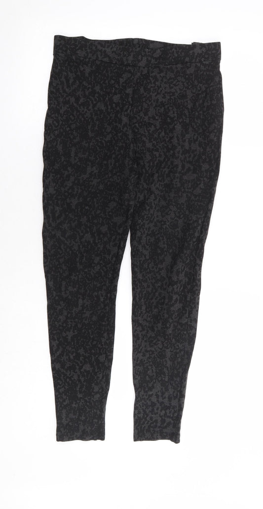 Marks and Spencer Womens Grey Animal Print Viscose Jogger Trousers Size 30 in L26 in Regular - Leopard Print Tregging