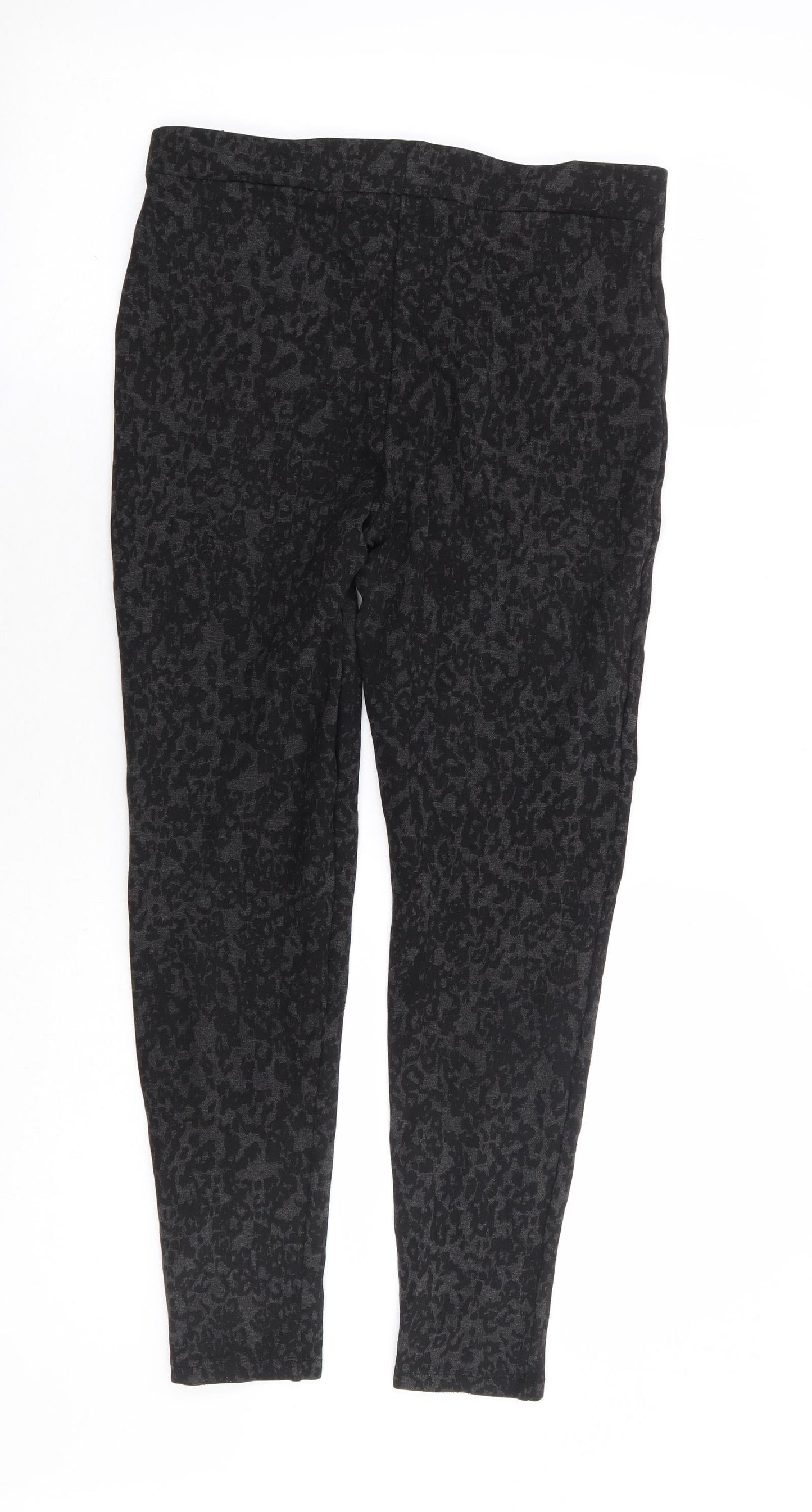 Marks and Spencer Womens Grey Animal Print Viscose Jogger Trousers Size 30 in L26 in Regular - Leopard Print Tregging