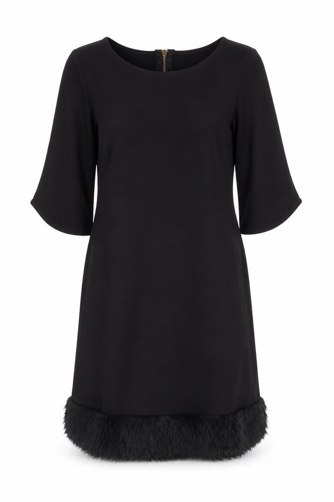 Boohoo Womens Black Polyester A-Line Size 8 Boat Neck Zip