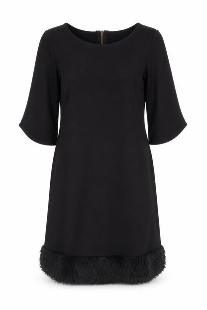 Boohoo Womens Black Polyester A-Line Size 8 Boat Neck Zip