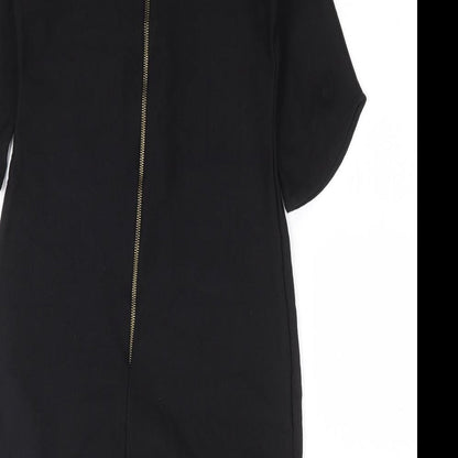 Boohoo Womens Black Polyester A-Line Size 8 Boat Neck Zip