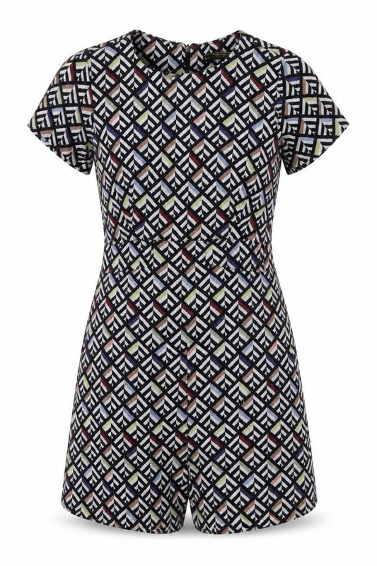 Zara Womens Multicoloured Geometric Polyester Playsuit One-Piece Size S Zip - Dress Overlay