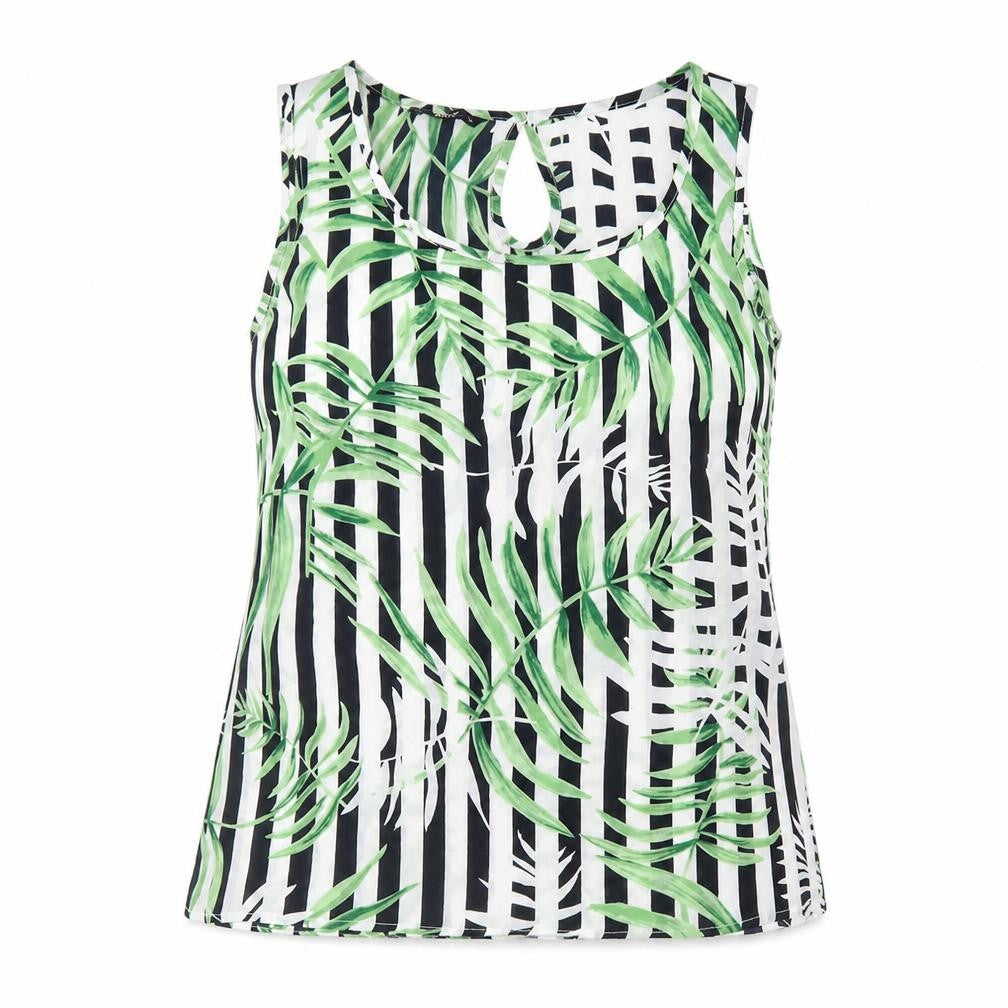 Only Womens Multicoloured Striped Polyester Basic Tank Size 8 Scoop Neck