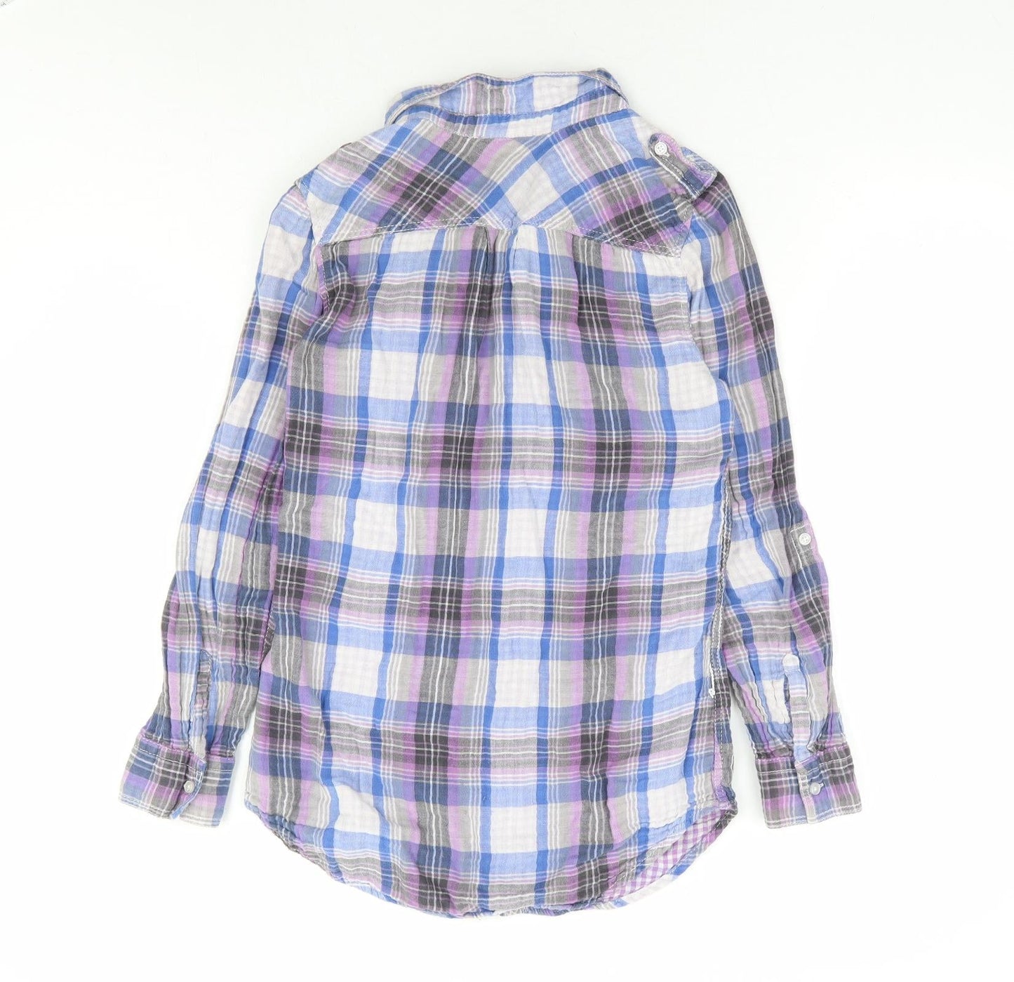 Divided by H&M Womens Ivory Plaid 100% Cotton Basic Button-Up Size 4 Collared
