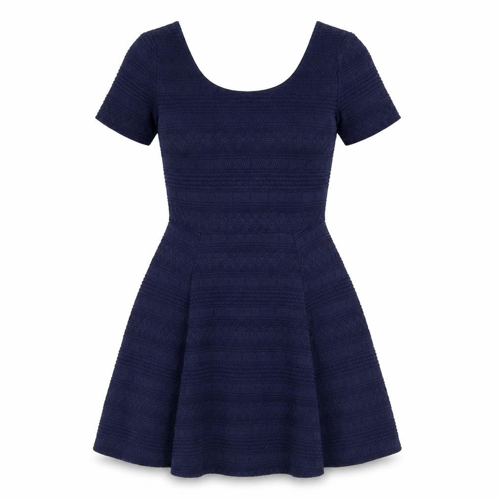 Divided by H&M Womens Blue Geometric Polyester Fit & Flare Size XS Scoop Neck Pullover