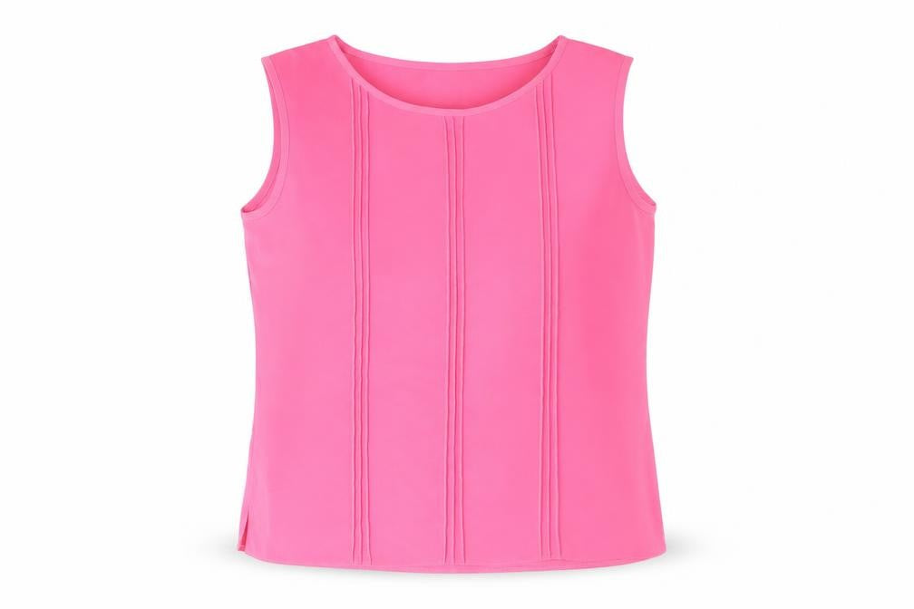 First Avenue Womens Pink Polyester Basic Tank Size 12 Round Neck