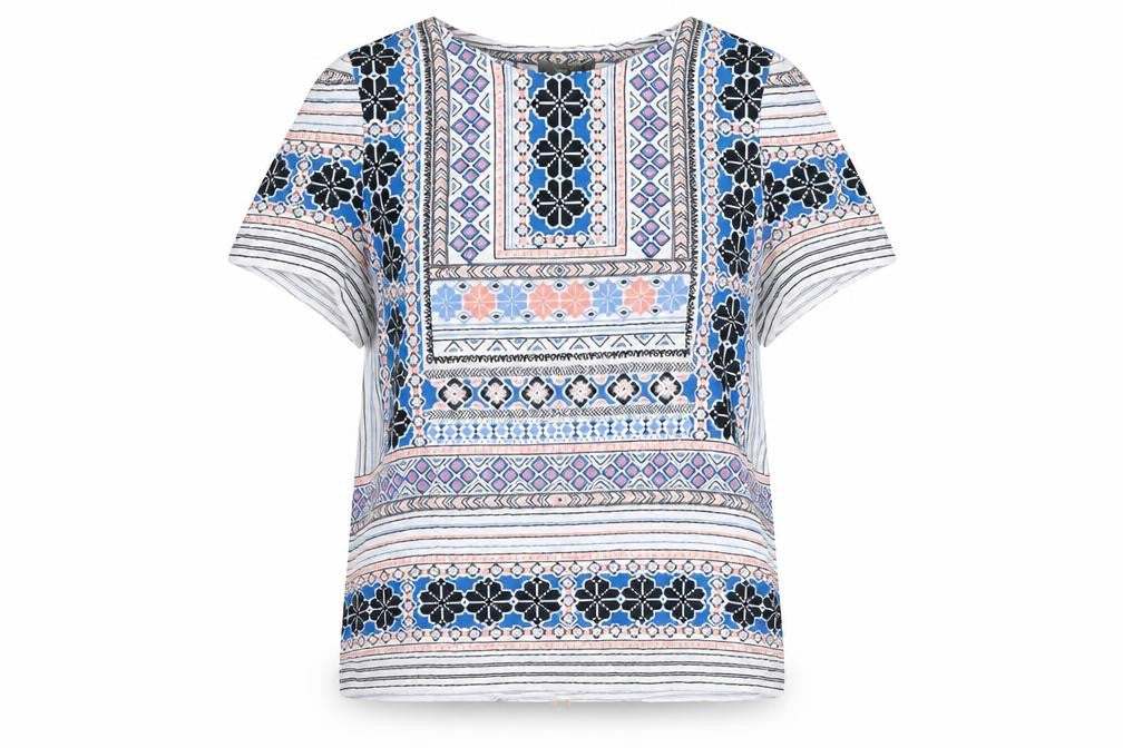 Oasis Womens Multicoloured Floral Viscose Basic T-Shirt Size 12 Round Neck