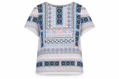 Oasis Womens Multicoloured Floral Viscose Basic T-Shirt Size 12 Round Neck