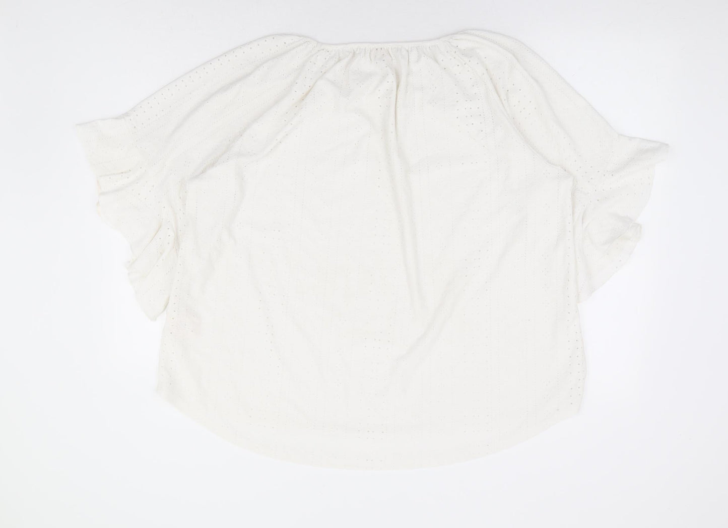 Greige Womens White Polyester Basic Blouse Size 2XL Round Neck