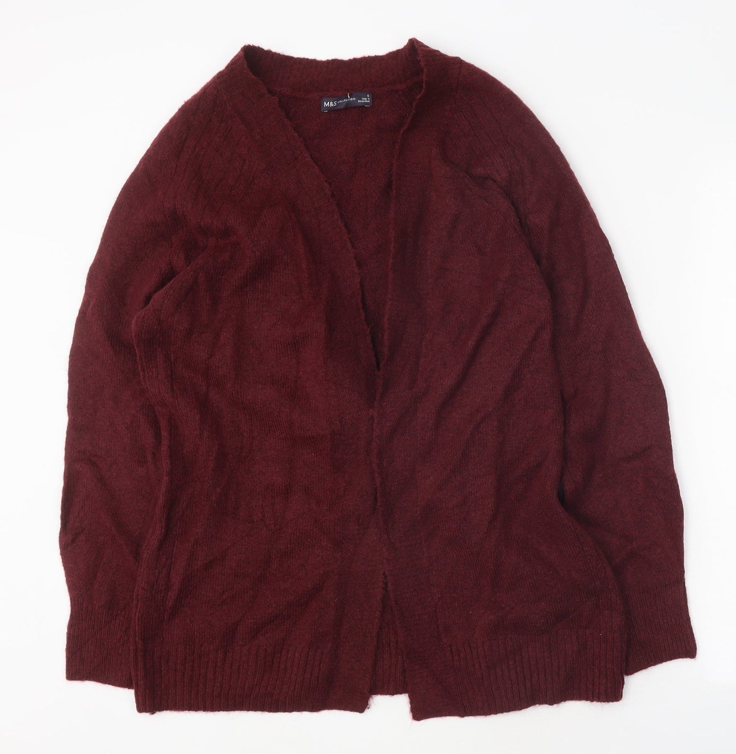 Marks and Spencer Womens Purple V-Neck Polyester Cardigan Jumper Size S