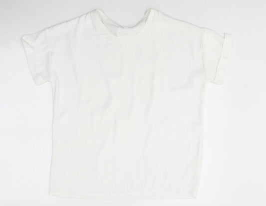 Moss Copenhagon Womens White Polyester Basic Blouse Size XS Round Neck