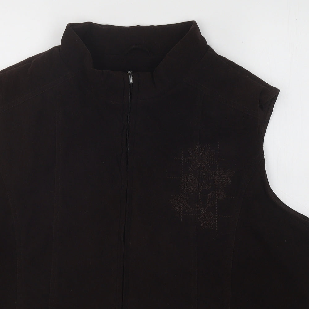 EMW Womens Brown Gilet Waistcoat Size L Zip